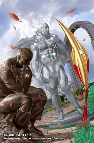 Avengers fine art covers present The Hulk à la Michelangelo and Al Hirschfeld