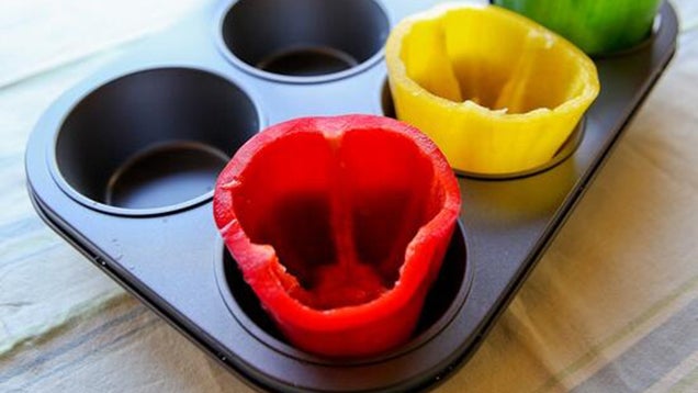 Use a Muffin Tray to Cook Stuffed Peppers Without the Mess