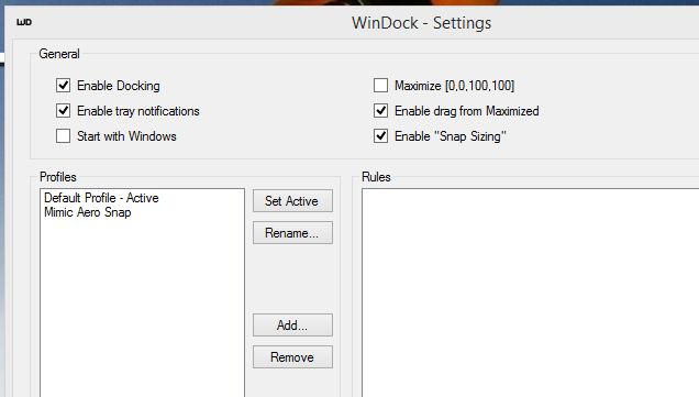 WinDock Customizes Snapping Sizes and Locations in Windows