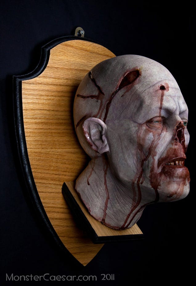 Mounted zombie head shows that you are a decorator of undead distinction