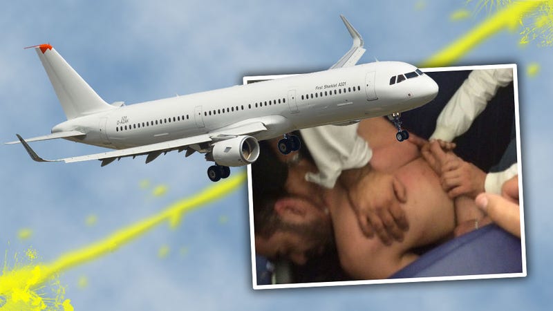 Shirtless Dude On Flight To Paris Sticks His Dick Between Seats, Pees