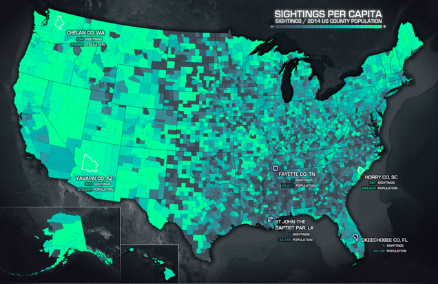 Maps Show Where And When UFO Sightings Occur, From 1925 To 2014