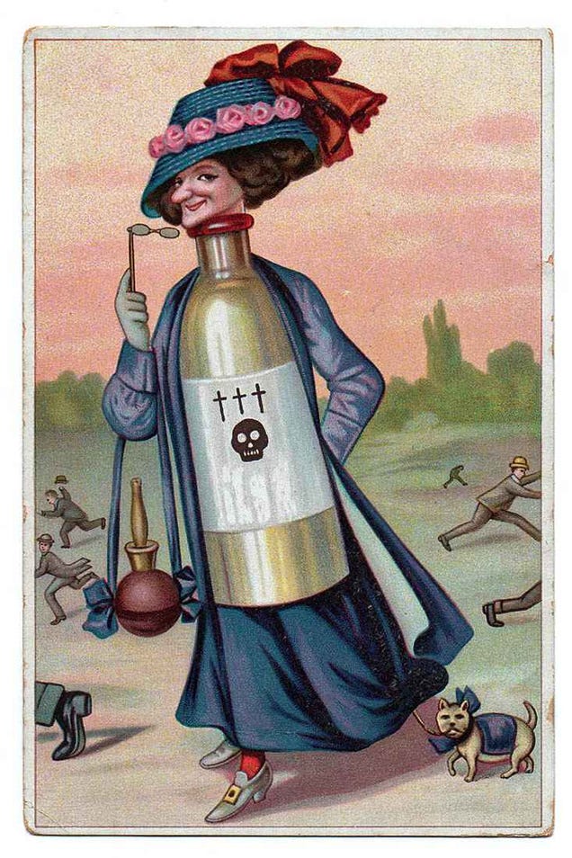 These vintage postcards would nowadays pass for threats by mail