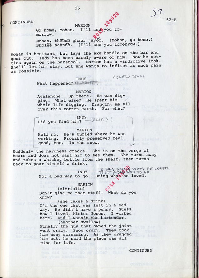 Read Harrison Ford's original script notes from Raiders of the Lost Ark