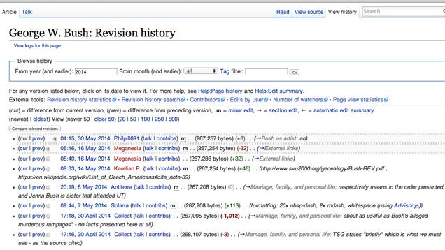 Here Are the 100 Wikipedia Articles that Have Been Edited the Most
