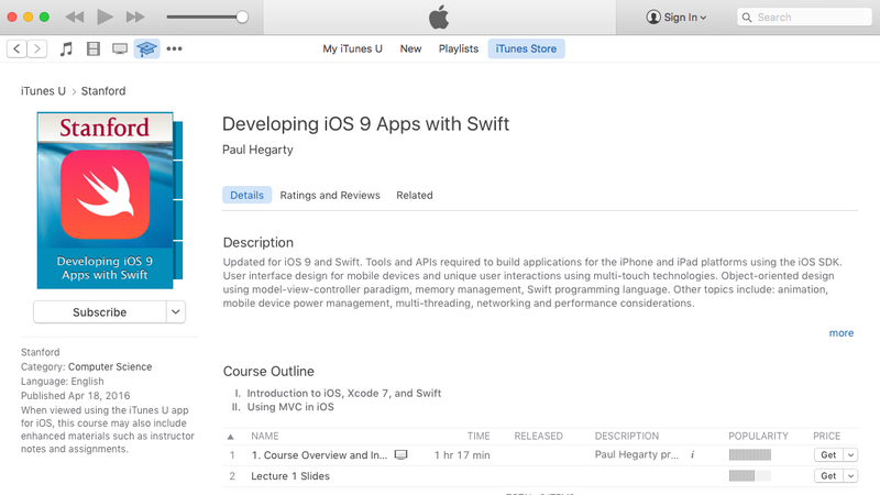 photo of Stanford's Developing iOS 9 Apps with Swift Is Now Available image