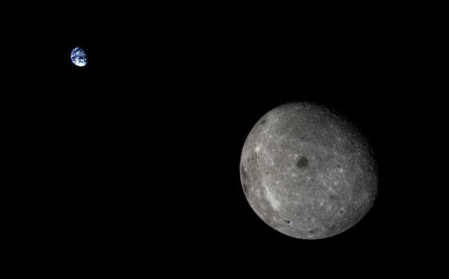 Amazing new image of the Earth and the Moon taken outside lunar orbit