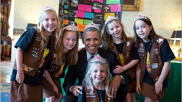 Obama Breaks All the Rules, Wears a Tiara With the Girl Scouts