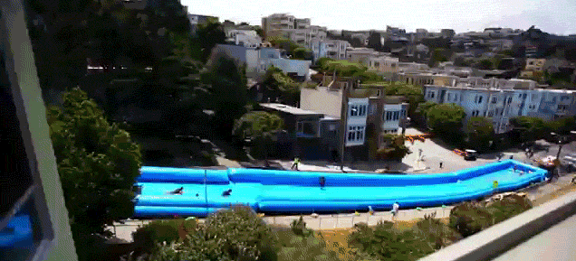 Nothing says summer more than this giant Slip 'n Slide on a city street
