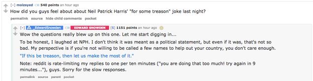 Edward Snowden's Reddit AMA Sure Is Going Great So Far