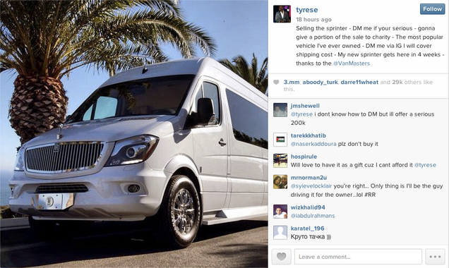 Tyrese Is Trying To Sell His Modified Sprinter Van On Instagram