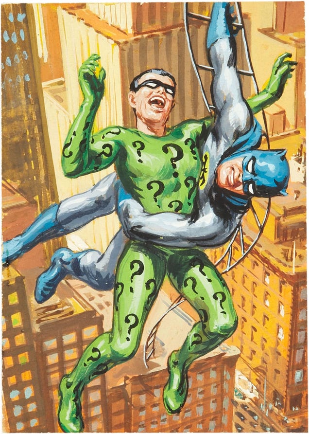 The Dark Knight rides a shark in bondage-crazy 1960s Batman art