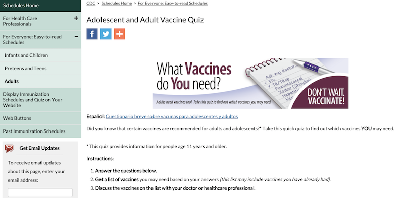 The CDC’s Vaccine Quiz Tells You Which Vaccines to Get as an Adult