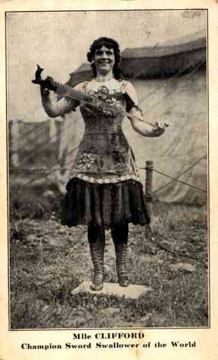 Awesome portraits of female sword swallowers in the 1800s