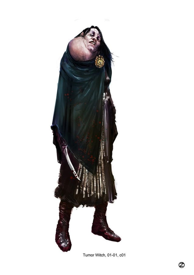 The grotesque witch concept art from Hansel & Gretel will probably turn you on