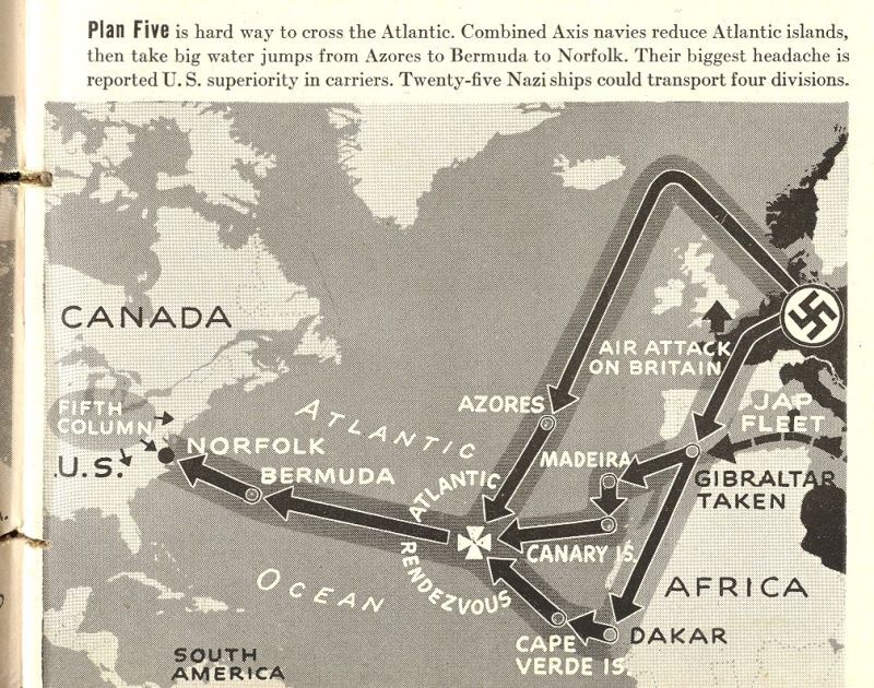 Maps from 1942 of the never-was Nazi invasion of North America