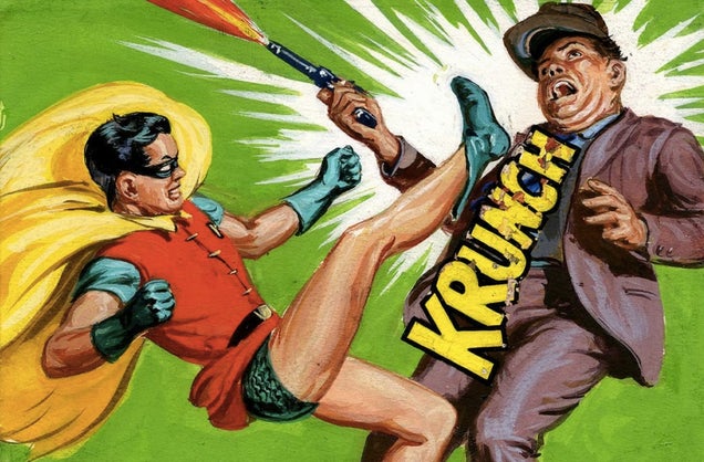 The Dark Knight rides a shark in bondage-crazy 1960s Batman art