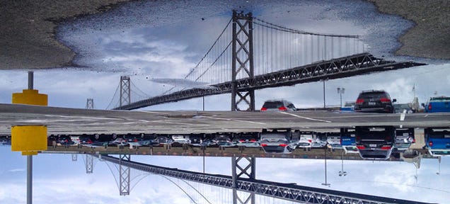 San Francisco's Sights Reflected Upside-Down In Perfectly Clear Puddles