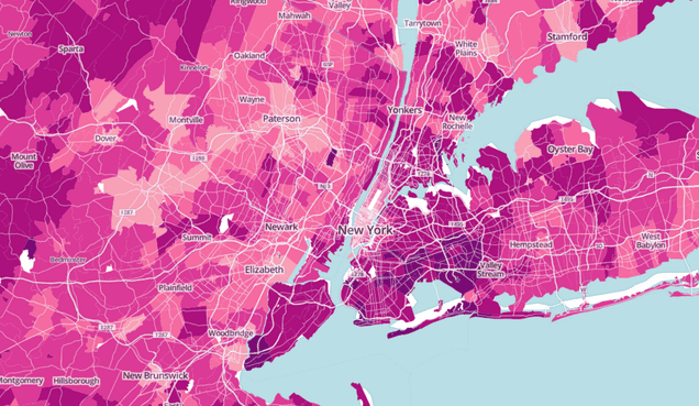 Map The Average Commuting Times In The United States 