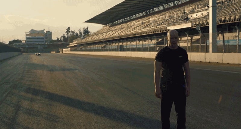 Watch Fearless Stuntman Do a Blind Backflip Over a Speeding Race Car