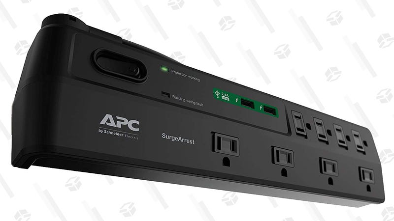 apc 8-oultet surge protector with usb ports | $18 | amazon