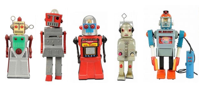 7 Humanoid Toy Robots from the Original Space Age