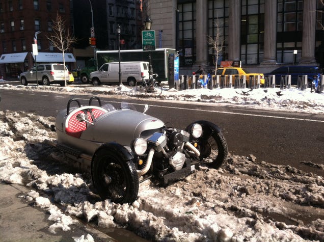 Update: Perfect car for a New York City snow day, Morgan 3 wheeler!