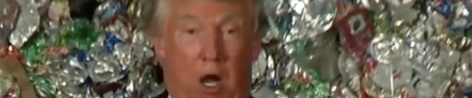 Donald Trump Trashed Paul Ryan's Trade Deal in Front of a Wall of Garbage