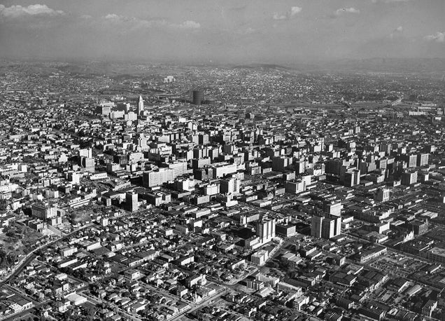 Downtown L.A.'s Skyline from the Air: 1940s vs. 2014