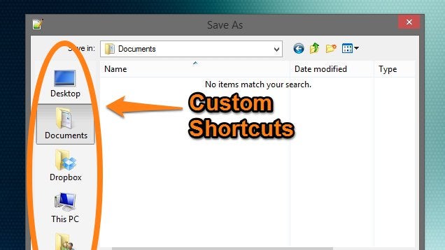 How to Add Your Own Shortcuts to Windows&#39; Save Dialog