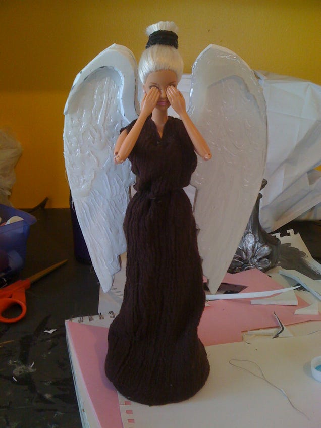 Weeping Angel Barbie is waiting for Ken to Blink