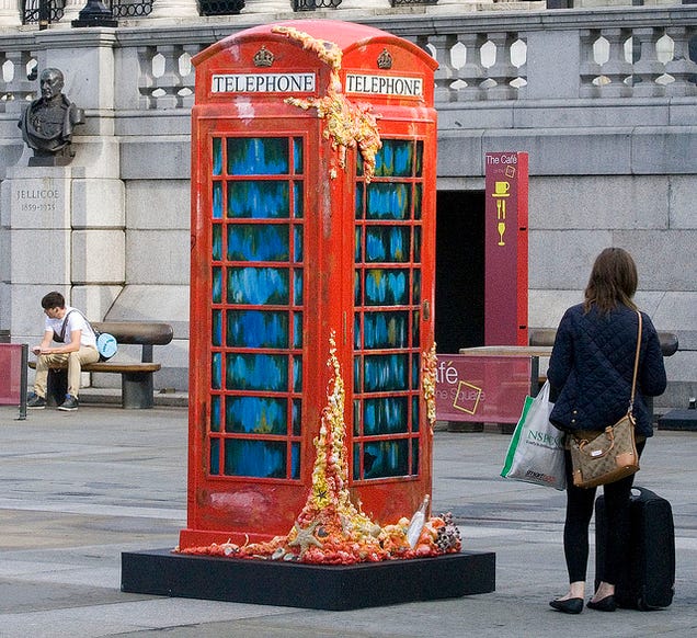 Artsy alternate universe TARDISes decorated with leopard spots and disguised as Big Ben