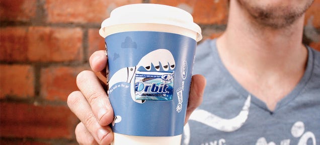 Gum-Packing Coffee Cup Sleeves Prevent Burns and Bad Breath