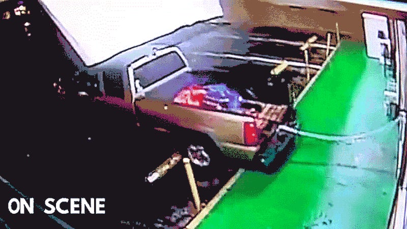 Watch Thieves Use Their Truck As A Battering Ram When Their Heist Goes Awry