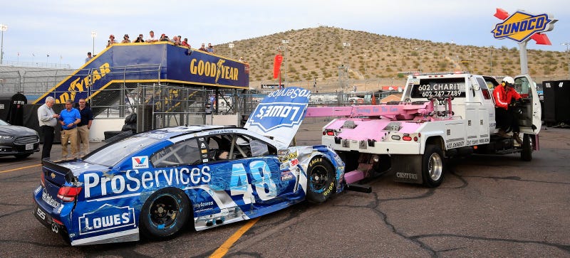 Loose Steering Wheel Sends NASCAR's Jimmie Johnson Into The Wall During Qualifying