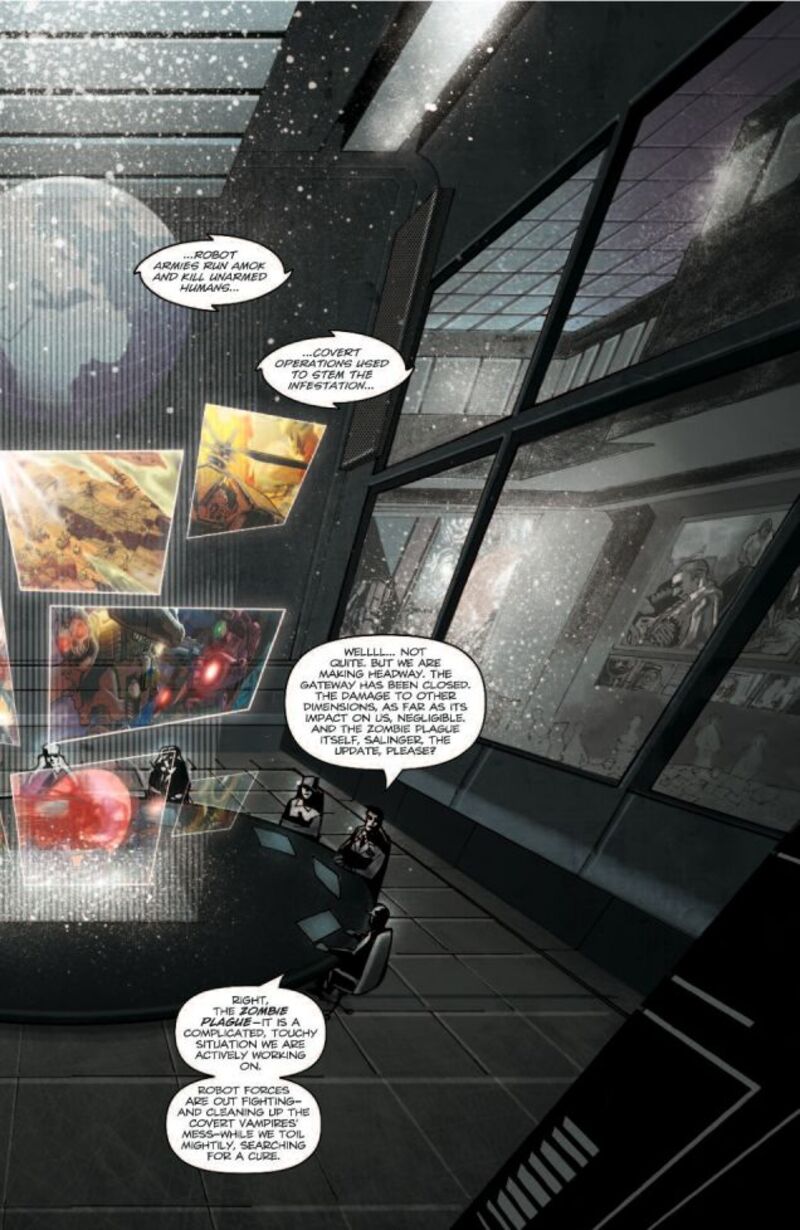 An exclusive preview of zombies-on-robots comic book mayhem!