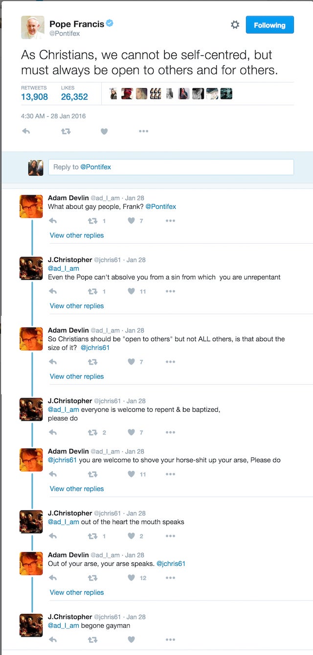 The Pope's Twitter Mentions Are a Living Hell