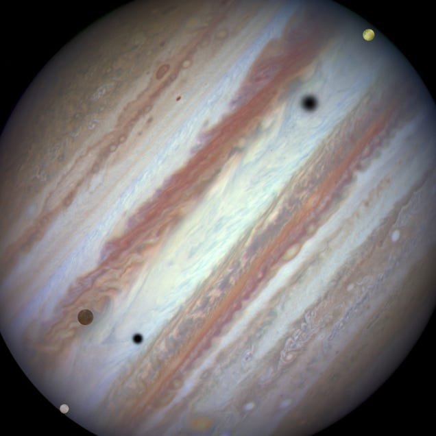 In This Breathtaking Image, Three Moons Transit the Face of Jupiter