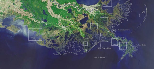 Louisiana loses a football field of land every hour to the ocean