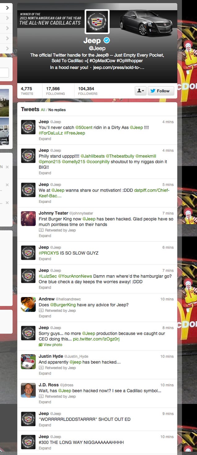 The Jeep Twitter Feed Has Been Hacked by the Same People Who Hacked Burger King Yesterday