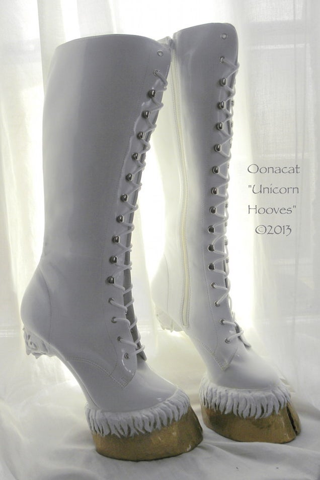Unicorn hoof boots to sexually excite the fantasy horse fetishist in us all
