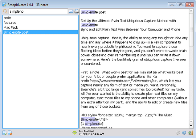 notational velocity simplenote not found