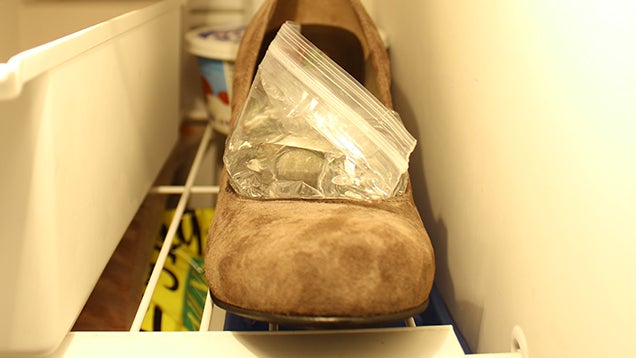 Stretch Tight Shoes with a Baggie of Water in the Freezer