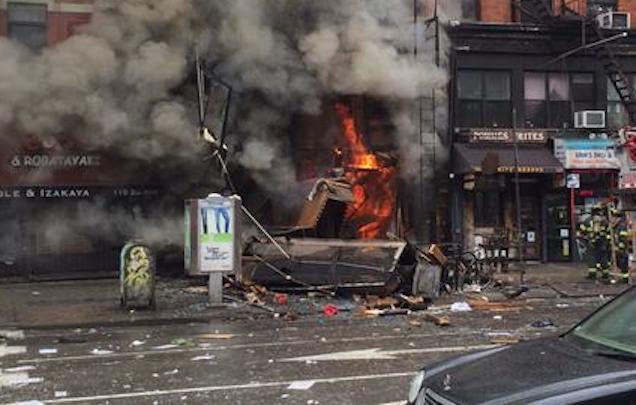 East Village Building Collapses in Flames After Apparent Explosion