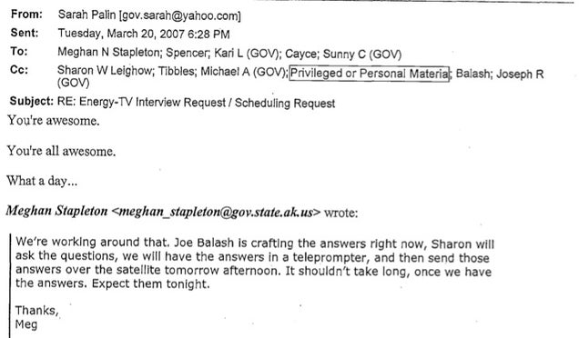'Bring Beef, Tequila, and Condoms': The Sarah Palin E-Mails So Far