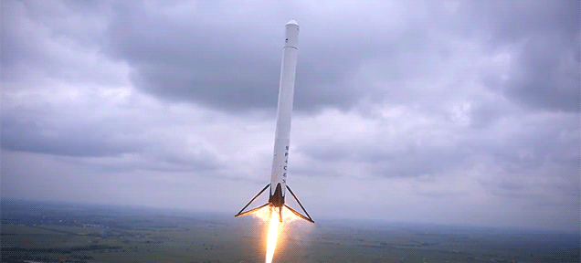 Awesome video of the new Falcon reusable rocket launching and landing
