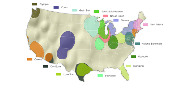 The Popularity of Different Cheap Beers, Mapped