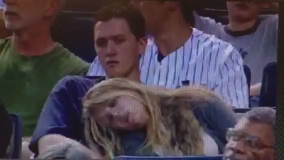 Yankees Fan Cops A Feel From Passed Out Girl On Live TV