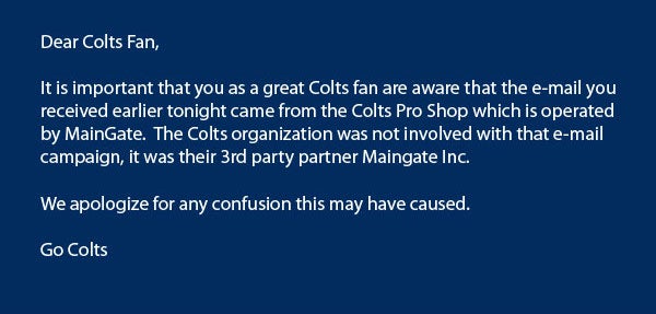 Colts Apologize For Email Offering Commemorative Peyton Manning Merchandise Just After Yesterday's Announcement