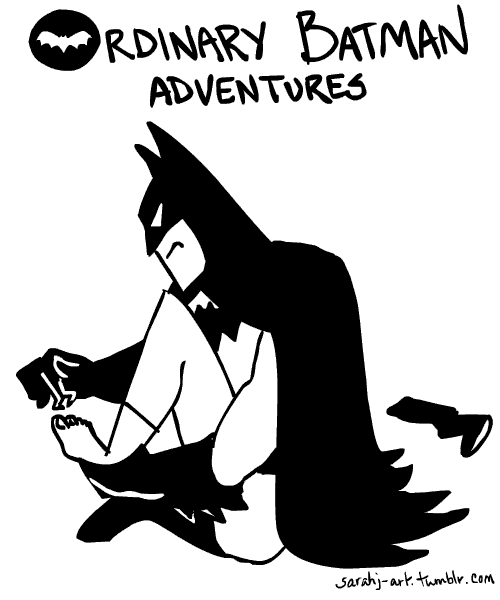 On his days off, animated Batman dyes Easter eggs and enjoys a bubble bath